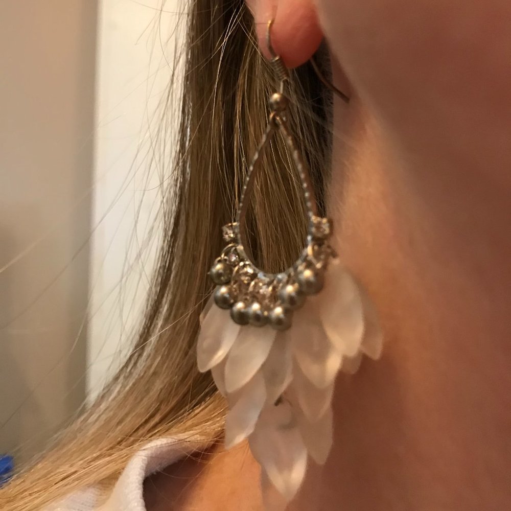 Glass silver tone rhinestone earrings